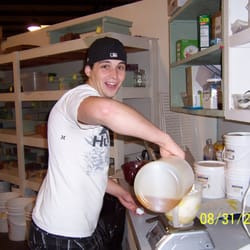 Riverdance Soapworks - Phil (Deb's son) in soap making mode, circa 2008