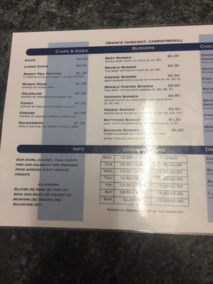 Menu photo 2 Frank's Takeaway Carrigtohill, CO