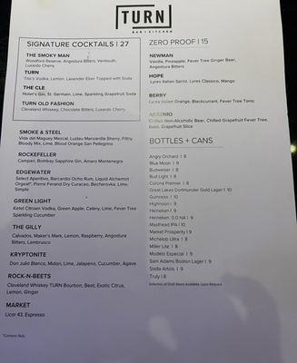 Menu photo 1 TURN Bar + Kitchen Cleveland, OH