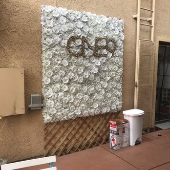 Salon ONE 9 - Flower wall at their cute patio - Makeup Artists Near Me - Walnut, California