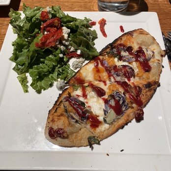Bistro Roca - The veggie wood-fired flatbread with house salad. - Bars Near Me - Blowing Rock, North Carolina