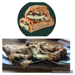 Spinach, feta & egg white wrap. Top is from Starbucks app bottom is what I got at Starbucks