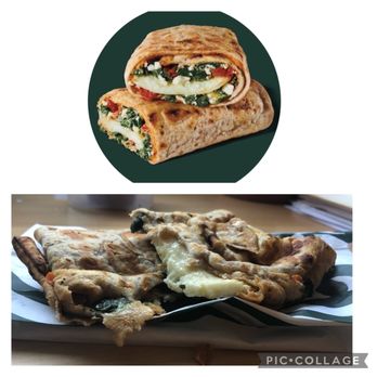 Starbucks - Spinach, feta & egg white wrap. Top is from Starbucks app bottom is what I got at Starbucks - Coffee & Tea Near Me - Watsonville, California