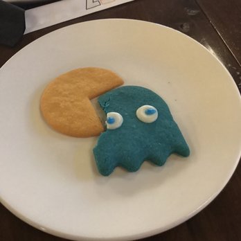 ENTERRIUM - Kids meal cookies. Had to take a bite. Looks like PACMAN got to it first - New American Near Me - Schaumburg, Illinois ENTERRIUM - Kids meal cookies. Had to take a bite. Looks like PACMAN got to it first - New American Near Me - Schaumburg, Illinois