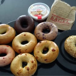 The Great Canadian Bagel - 8 bagels + tub of cream cheese. Regular price: $10.25 but I had a coupon. The everything bagel was still warm!