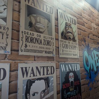 One Piece Cafe - Wanted Poster Wall - Themed Cafes Near Me - Las Vegas, Nevada One Piece Cafe - Wanted Poster Wall - Themed Cafes Near Me - Las Vegas, Nevada