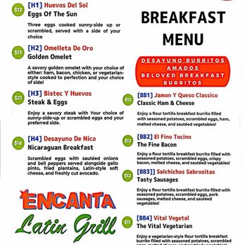 Encanta Latin Grill - Menu p.1 (May 2024) - Nicaraguan Near Me - Torrance, California