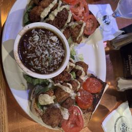 Oyster PoBoy with a side of gumbo.