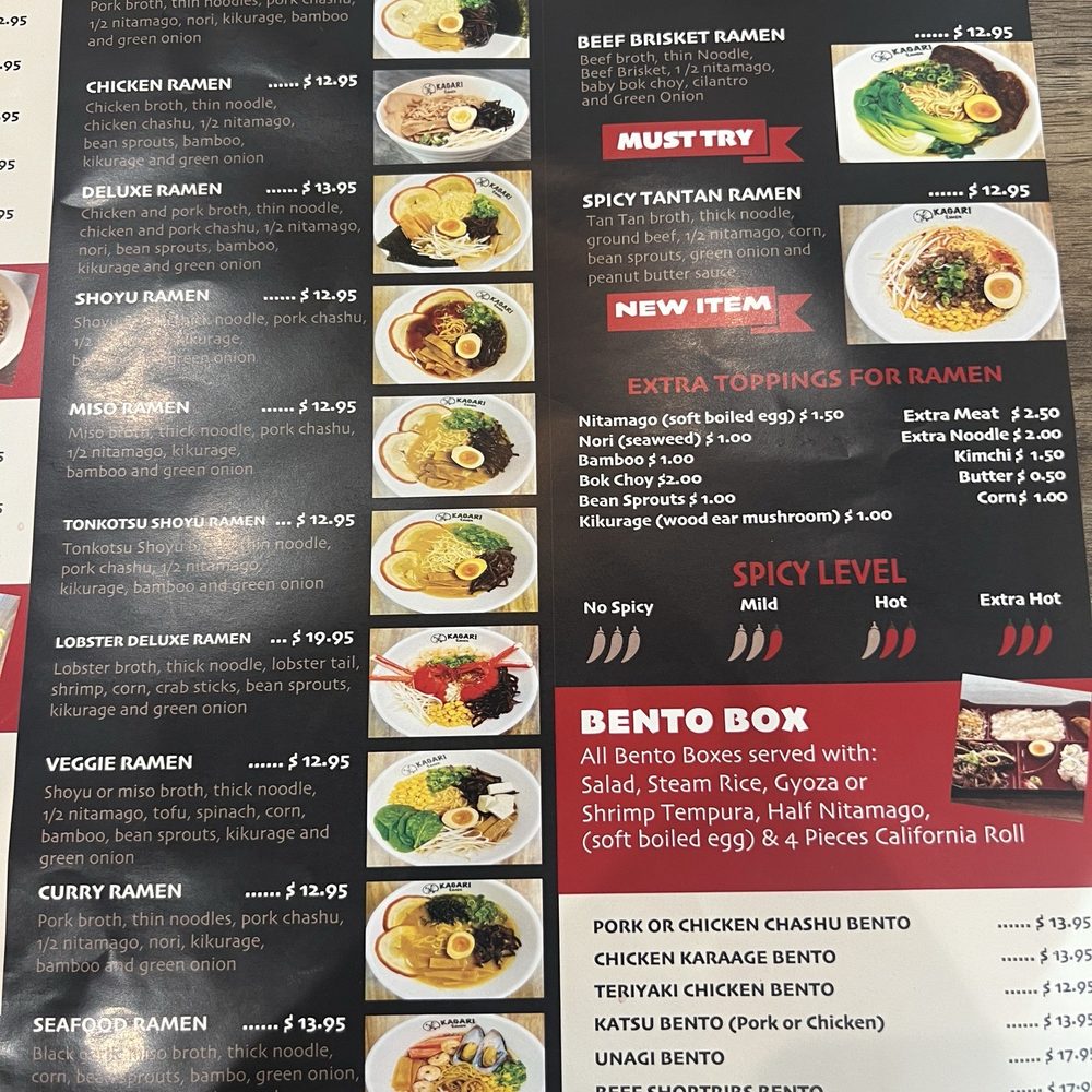 Ramen Menu