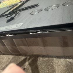 He broke my TV back cover and he left, it's a super thin TV and he broke it.