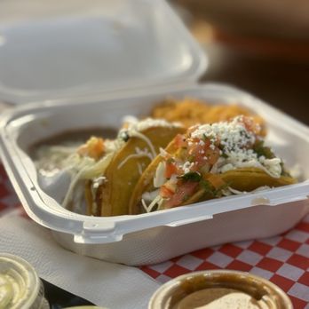 Mr Piggies Taqueria - Crunchy potato taco plate with added asada (just wish it was bigger and less oily) - Tacos Near Me - Covina, California Mr Piggies Taqueria - Crunchy potato taco plate with added asada (just wish it was bigger and less oily) - Tacos Near Me - Covina, California