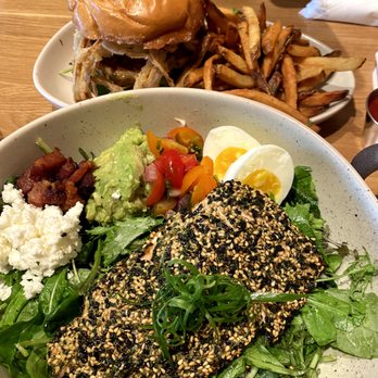 Mahi’ai Table - Fresh local ahi patty and furikake salmon cobb - Cocktail Bars Near Me - Kapolei, Hawaii