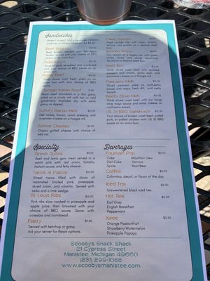 Menu photo 2 Scooby’s Snack Shack Manistee, MI
