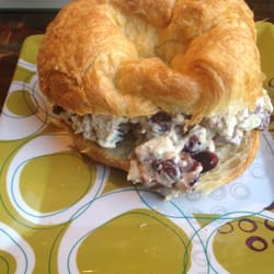 Qahwa Coffee Bar - Chicken salad on crescent. Tastes good!
