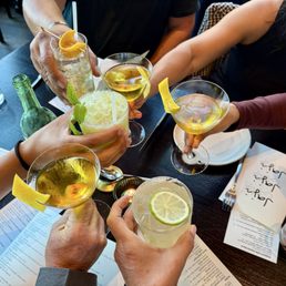 Cocktails! 6 person toast! Cocktails! 6 person toast!