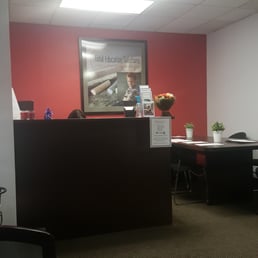 Reception desk while sitting in the waiting area