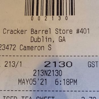 Cracker Barrel Old Country Store - Name of location & server. - Breakfast & Brunch Near Me - Dublin, Georgia Cracker Barrel Old Country Store - Name of location & server. - Breakfast & Brunch Near Me - Dublin, Georgia