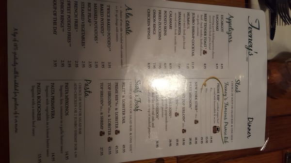 Menu photo 8 Feeney's Restaurant and Bar Phoenix, AZ
