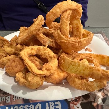 Governor's Restaurant & Bakery - half and Half scallops and belly clams with onion rings - Bakeries Near Me - Lewiston, Maine Governor's Restaurant & Bakery - half and Half scallops and belly clams with onion rings - Bakeries Near Me - Lewiston, Maine