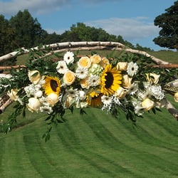 Flourish Flowers - Arbor design for an outdoor wedding at Gibbet Hill in Groton, MA