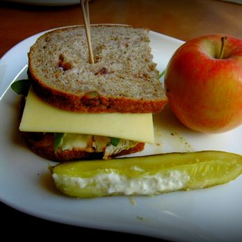 Panera Bread - Roasted turkey & cheddar sandwich on cranberry walnut bread with apple and a pickle - Sandwiches Near Me - Jenkintown, Pennsylvania