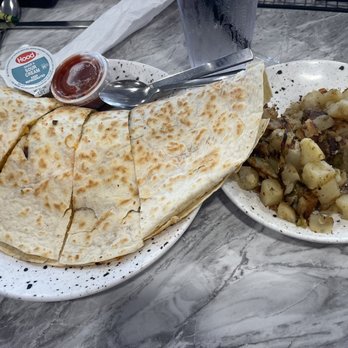 Golden Egg Pancake House - Breakfast Quesadilla and Home Fries with peppers and onions - Breakfast & Brunch Near Me - Surfside Beach, South Carolina Golden Egg Pancake House - Breakfast Quesadilla and Home Fries with peppers and onions - Breakfast & Brunch Near Me - Surfside Beach, South Carolina