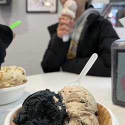 Suzy's Scoops - Generous 1/2 & 1/2 single scoops! Licorice and espresso go lovely together. The owner is so nice and we all loved our flavors.