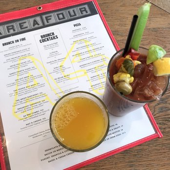 Area Four - Orange juice and Bloody Mary - Pizza Near Me - Cambridge, Massachusetts