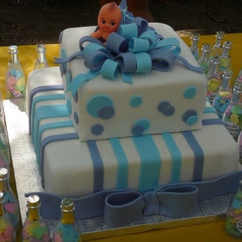 CakeaBakin - Baby Blue and Lavender Baby Shower Cake - Custom Cakes Near Me