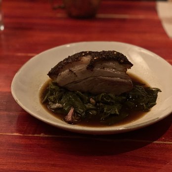 Salty Sow - Pork Belly on Collard Greens - American Near Me - Austin, Texas
