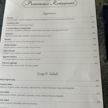 Prominence restaurant - Menu 1 - Steakhouses Near Me - Windham, New York