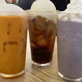 Oh My Grill - Aiea - Thai Tea gelato float, black cow (vanilla gelato with root beer), Taro smoothie - Burgers Near Me - Aiea, Hawaii Oh My Grill - Aiea - Thai Tea gelato float, black cow (vanilla gelato with root beer), Taro smoothie - Burgers Near Me - Aiea, Hawaii