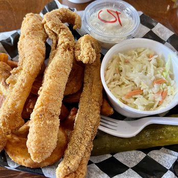 Chaddy Shack - Small Catfish Platter, there are Sidewinder Fries and Hushpuppies under there! - Seafood Near Me - Winnfield, Louisiana
