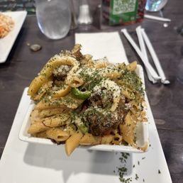 Rasta pasta with oxtail
