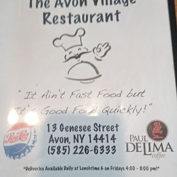Village Restaurant - a menu for the avon village restaurant - Diners Near Me - Avon, New York Village Restaurant - a menu for the avon village restaurant - Diners Near Me - Avon, New York