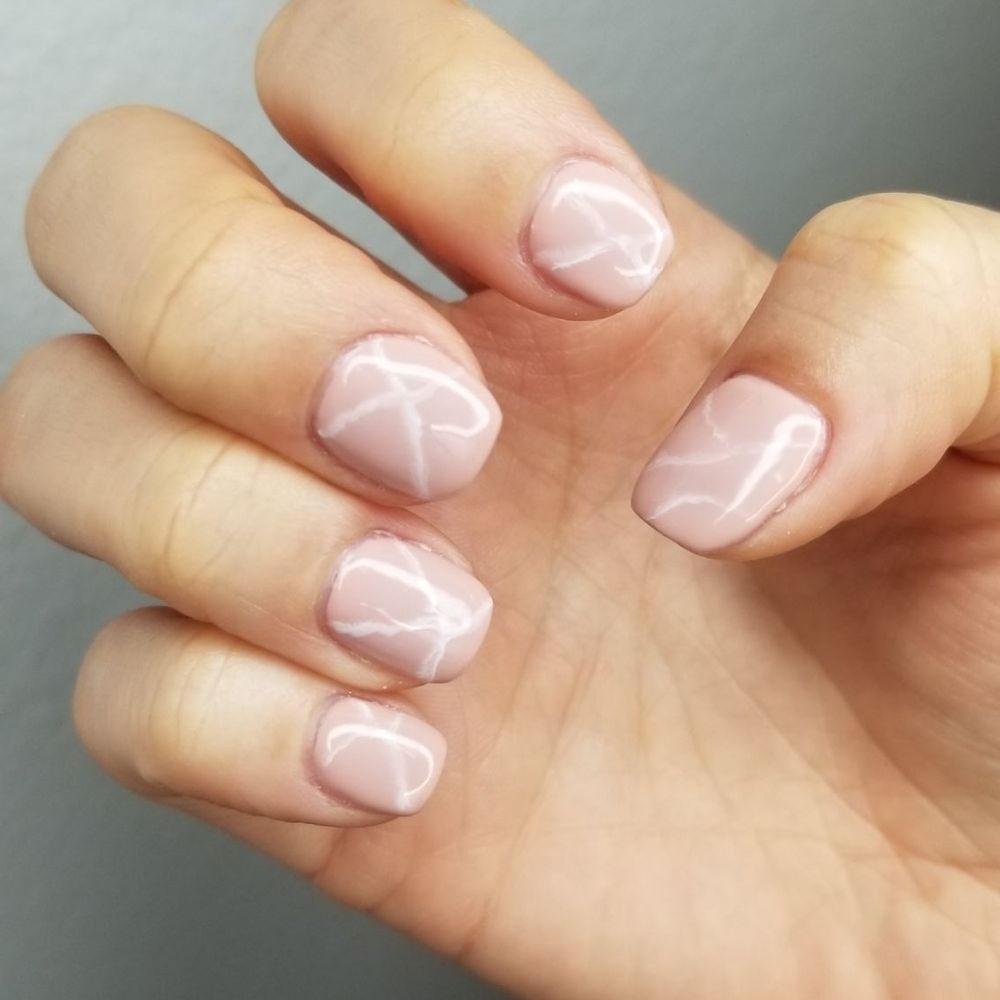 Trends Nail Studio - nude indue pink with subtle white marbling - Nail Technicians Near Me - Santa Clarita, California