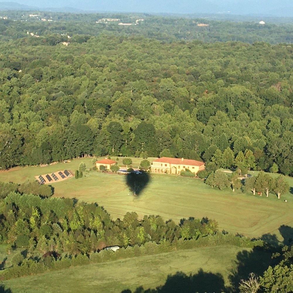 Blue Ridge Balloon - View from balloon - see shadow - Hot Air Balloons Near Me
