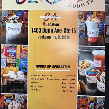 Cereal Addictz - Hours and location - Ice Cream & Frozen Yogurt Near Me - Jacksonville, Florida Cereal Addictz - Hours and location - Ice Cream & Frozen Yogurt Near Me - Jacksonville, Florida