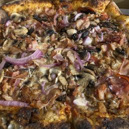 Meatlover (I think) lol with added mushroom and onions Meatlover (I think) lol with added mushroom and onions