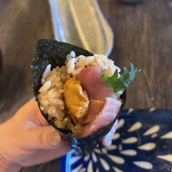 STEM Japanese Eatery - Blue fin toro and uni hand cone - Japanese Near Me - Burnaby, British Columbia