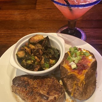 LongHorn Steakhouse - Filet with Brussel Sprouts and loaded baked potato - Steakhouses Near Me - Monroe, North Carolina LongHorn Steakhouse - Filet with Brussel Sprouts and loaded baked potato - Steakhouses Near Me - Monroe, North Carolina