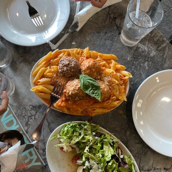Millie's - Vodka penne with 4 meatballs and I requested melted mozzarella on top - Italian Near Me - Staten Island, New York Millie's - Vodka penne with 4 meatballs and I requested melted mozzarella on top - Italian Near Me - Staten Island, New York