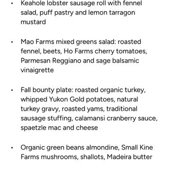 Little Sparrow - Thanksgiving Menu 2025 - German Near Me - Honolulu, Hawaii
