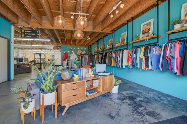 LAB Showroom - Step into our mid-century inspired screen printing showroom, where vintage decor meets global wanderlust.