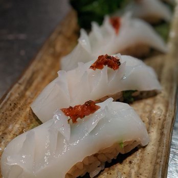 Musashino Sushi Dokoro - Ika: Squid topped with Ume - Japanese Near Me - Austin, Texas Musashino Sushi Dokoro - Ika: Squid topped with Ume - Japanese Near Me - Austin, Texas