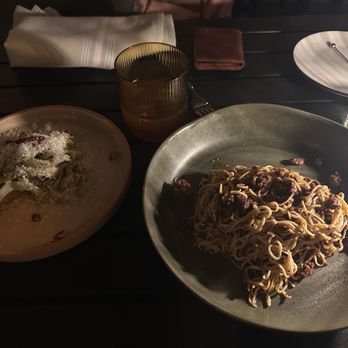 Astra - Fennel salad, hand made pasta, and southern outlaw (drink) - Cocktail Bars Near Me - Buda, Texas