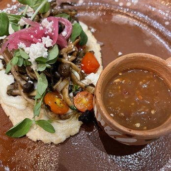 Donaji  - Memelita. The corn masa is delicious w the mushrooms - Mexican Near Me - San Francisco, California