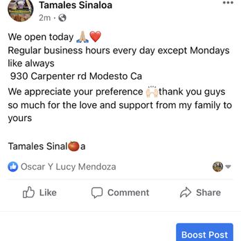 Tamales Sinaloa - Facebook account - Food Trucks Near Me - Modesto, California Tamales Sinaloa - Facebook account - Food Trucks Near Me - Modesto, California