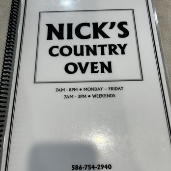 Nicks Country Oven - Menu front - Breakfast & Brunch Near Me - Warren, Michigan Nicks Country Oven - Menu front - Breakfast & Brunch Near Me - Warren, Michigan