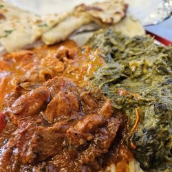 Naan Cafe - Delicious! Chicken Tikka Masala and Chicken Vindaloo with Saag Paneer & Garlic Naan